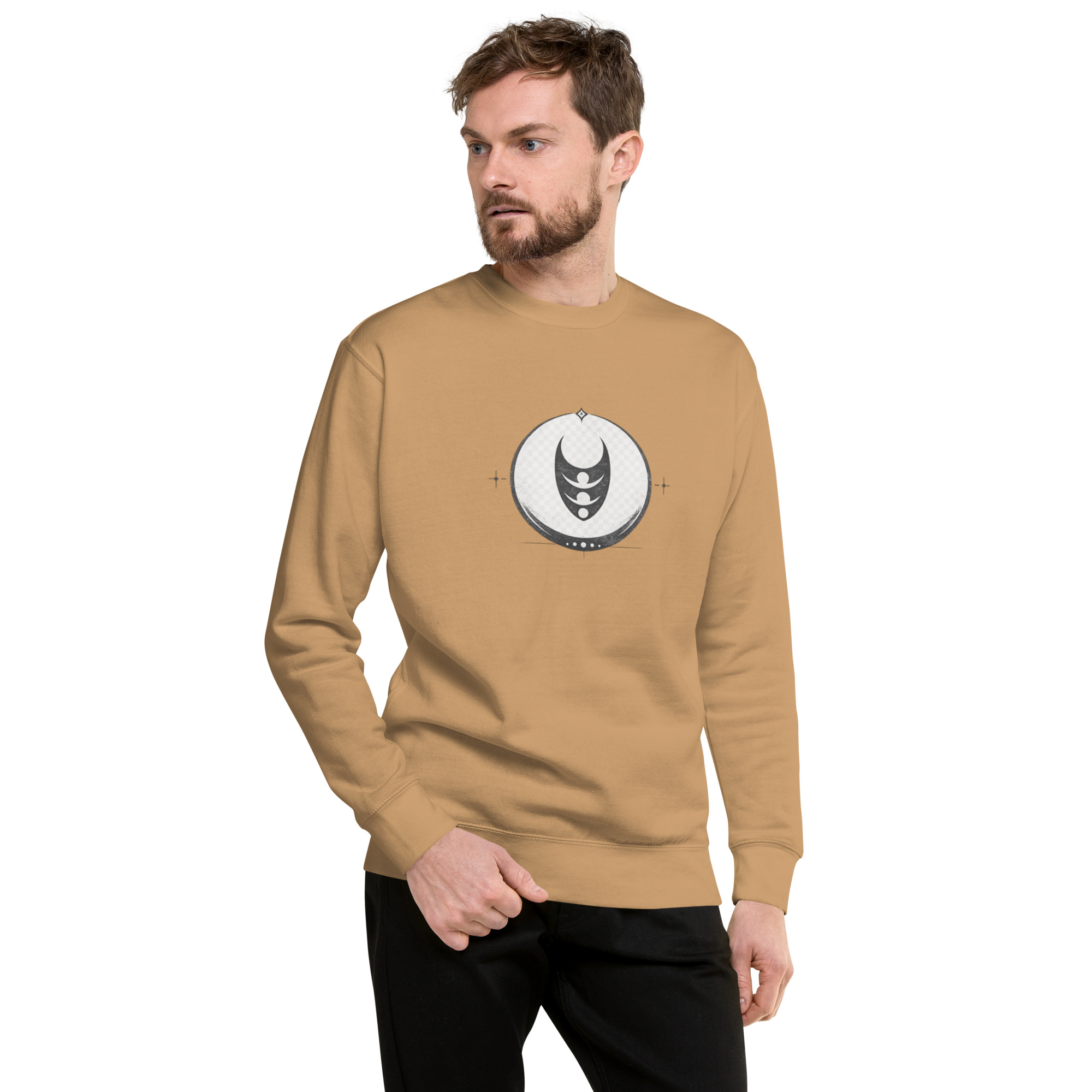 unisex premium sweatshirt khaki front 6a6f88e4246a8.jpg