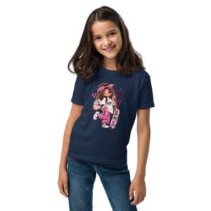 Pavibe girls graphic t-shirt with pink skateboard streetwear design